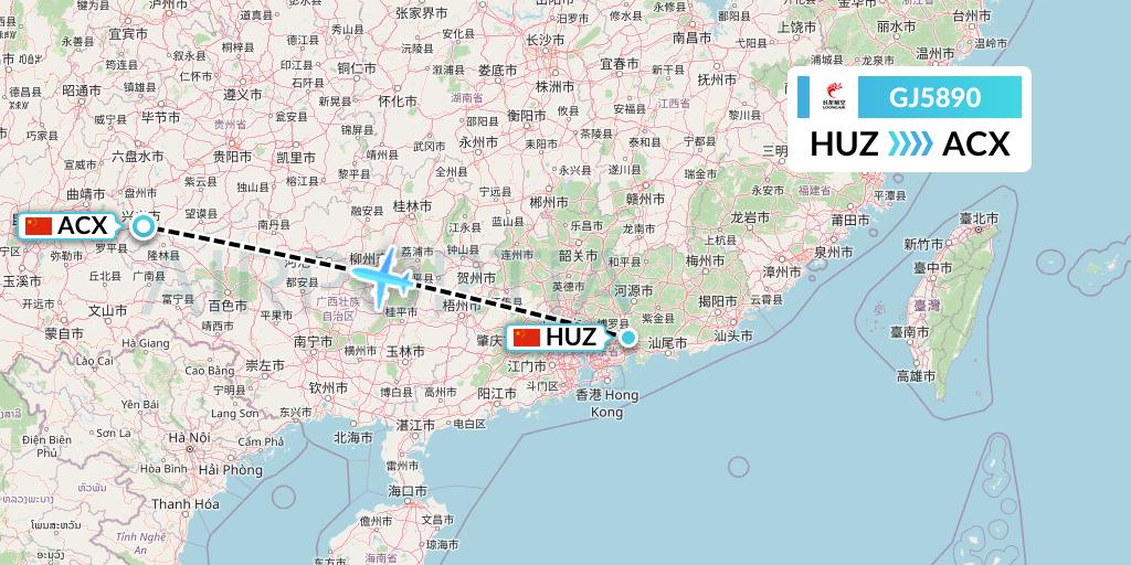 GJ5890 Loong Airlines Flight Map: Huizhou to Xingyi