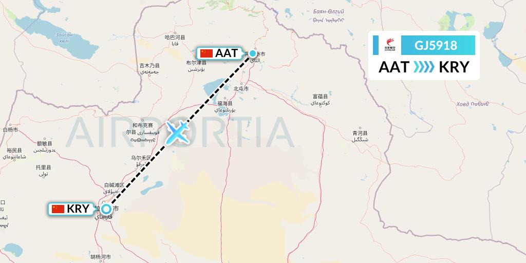 GJ5918 Loong Airlines Flight Map: Altay to Karamay