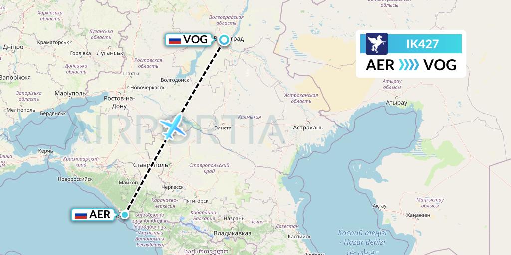 IK427 Air Kiribati Flight Map: Sochi to Volgograd