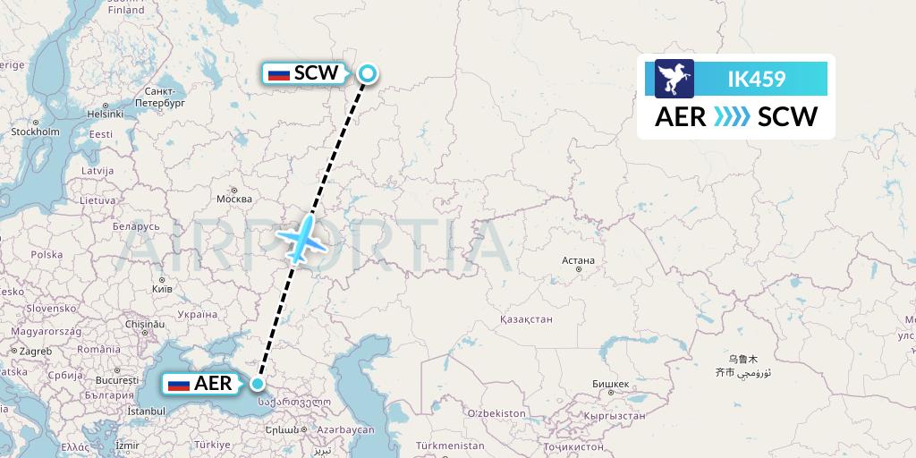 IK459 Air Kiribati Flight Map: Sochi to Syktyvkar