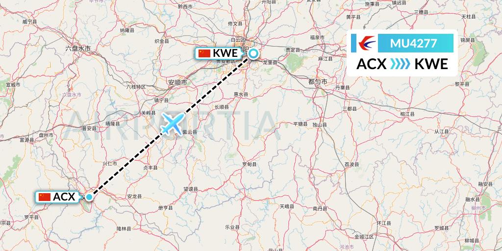 MU4277 China Eastern Airlines Flight Map: Xingyi to Guiyang