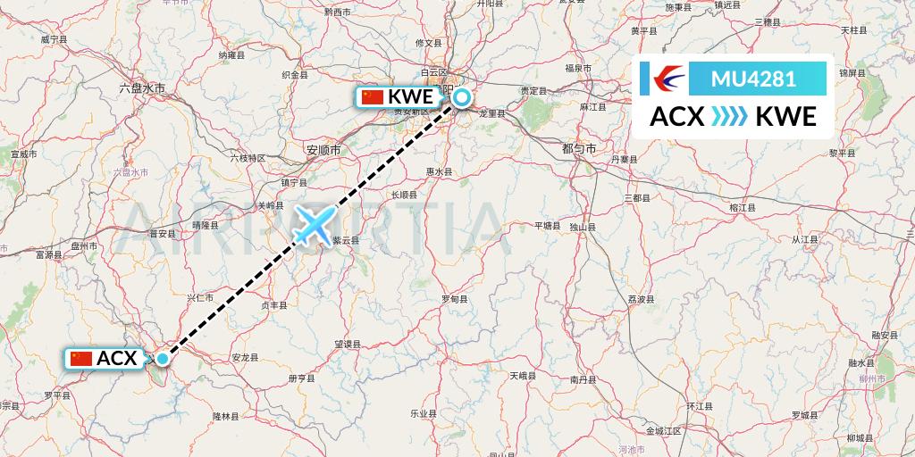 MU4281 China Eastern Airlines Flight Map: Xingyi to Guiyang
