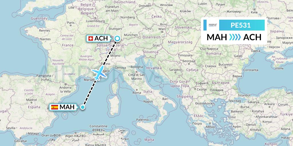 PE531 People's Viennaline Flight Map: Mahon to St. Gallen