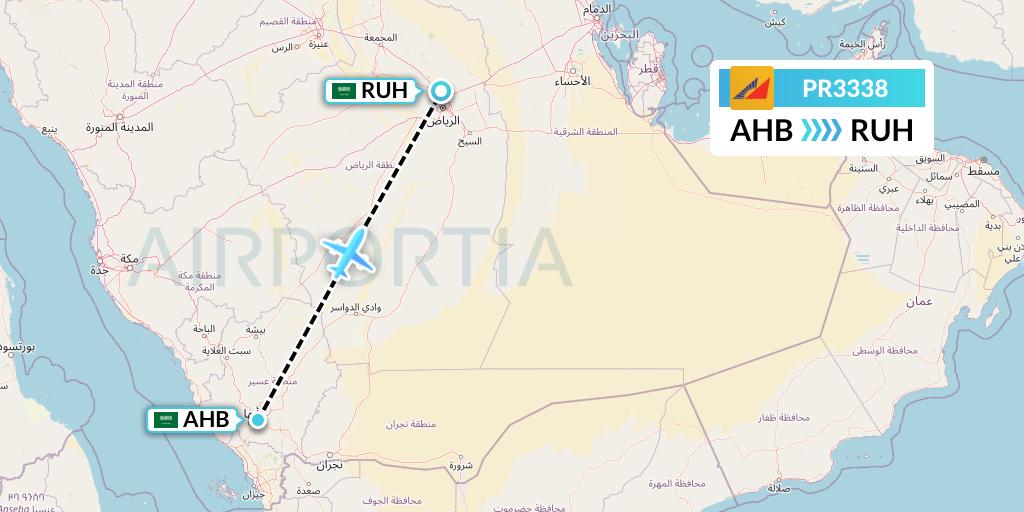 PR3338 Philippine Airlines Flight Map: Abha to Riyadh