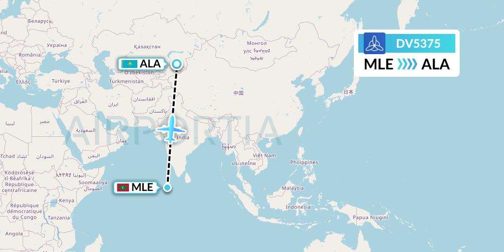 DV5375 SCAT Flight Map: Male to Almaty