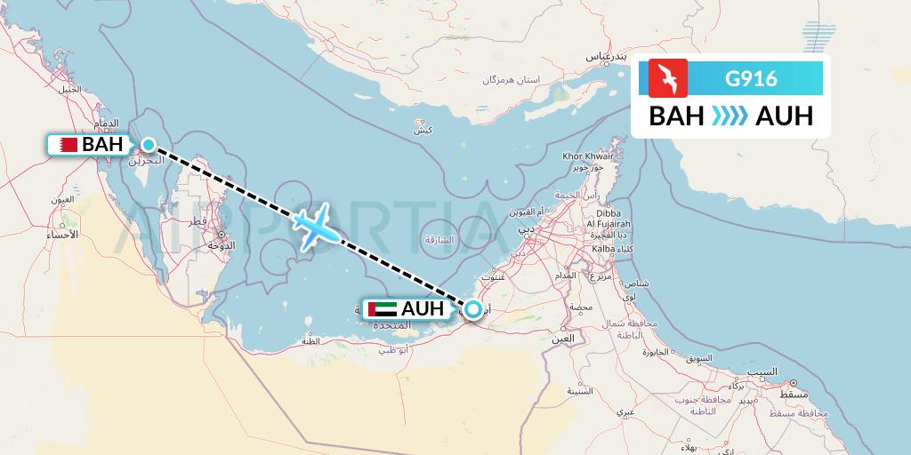 G916 Air Arabia Flight Map: Bahrain to Abu Dhabi