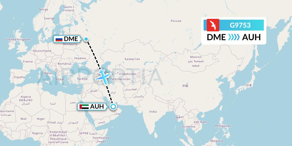 G9753 Air Arabia Flight Map: Moscow to Abu Dhabi