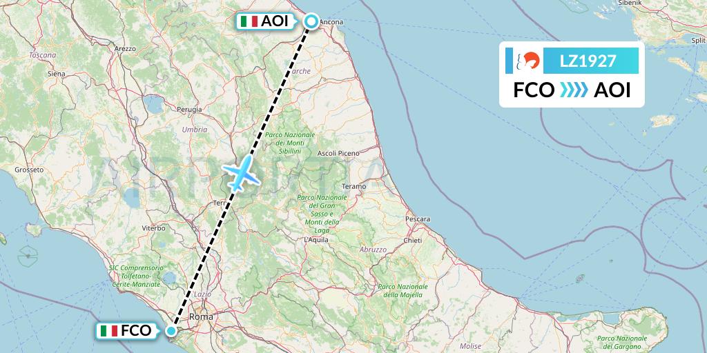 LZ1927 Air Link Flight Map: Rome to Ancona