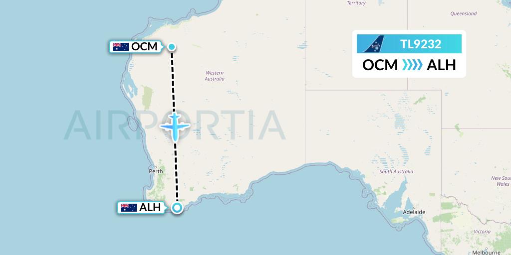 TL9232 Airnorth Flight Map: Boolgeeda to Albany