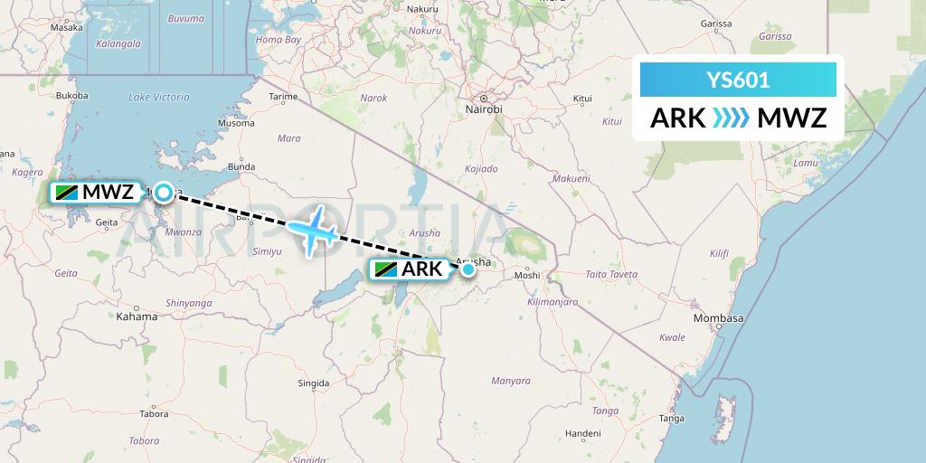 YS601 Flightlink Air Charters Flight Map: Arusha to Mwanza