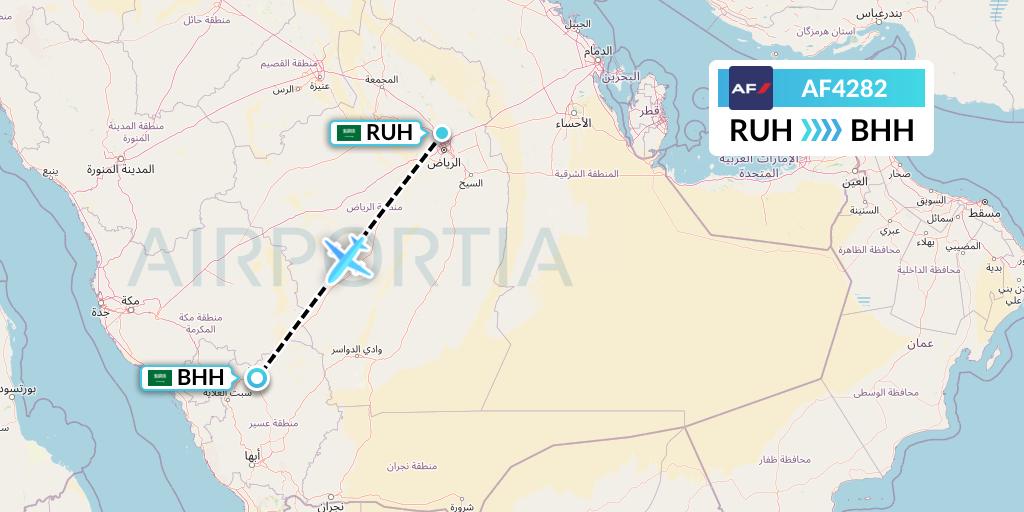 AF4282 Air France Flight Map: Riyadh to Bisha
