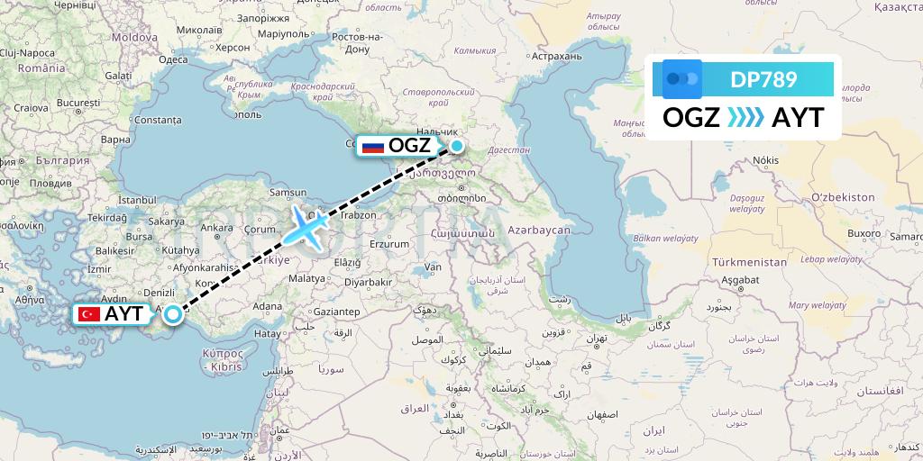 DP789 Pobeda Flight Map: Beslan to Antalya