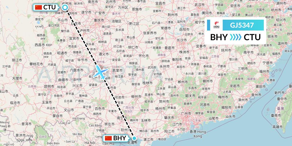 GJ5347 Loong Airlines Flight Map: Beihai to Chengdu