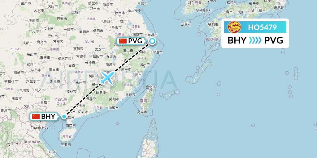 HO5479 Juneyao Airlines Flight Map: Beihai to Shanghai
