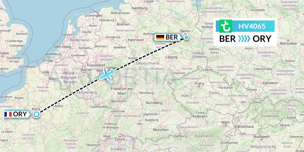 HV4065 Transavia Flight Map: Berlin to Paris