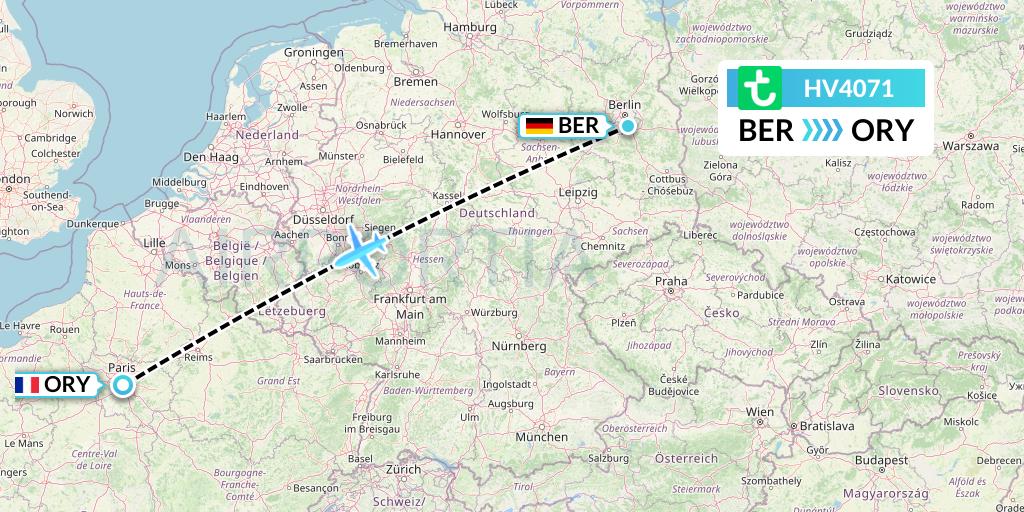 HV4071 Transavia Flight Map: Berlin to Paris