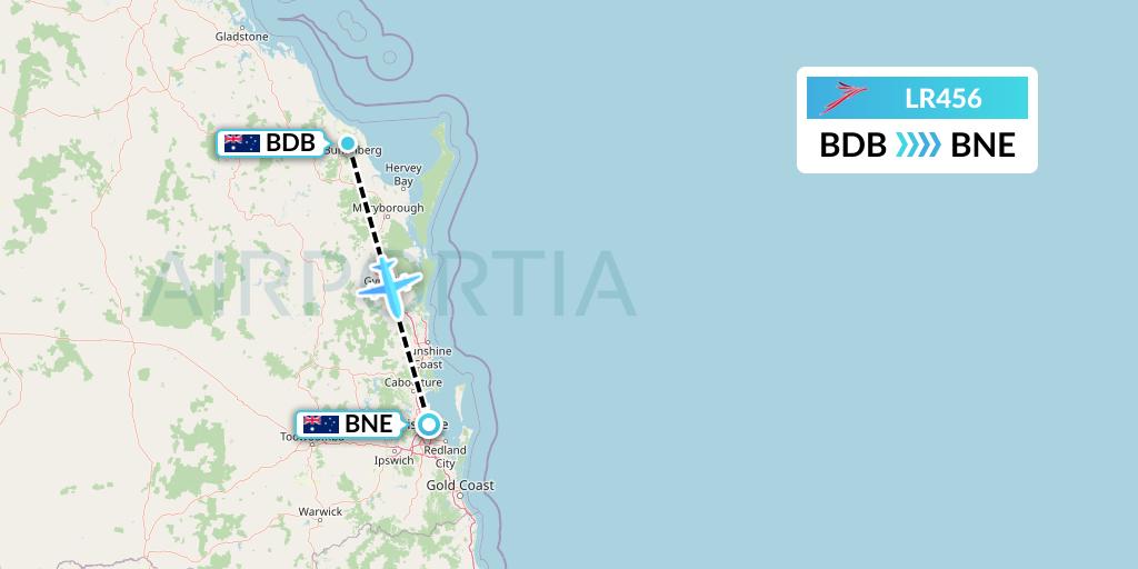 LR456 Lacsa Flight Map: Bundaberg to Brisbane