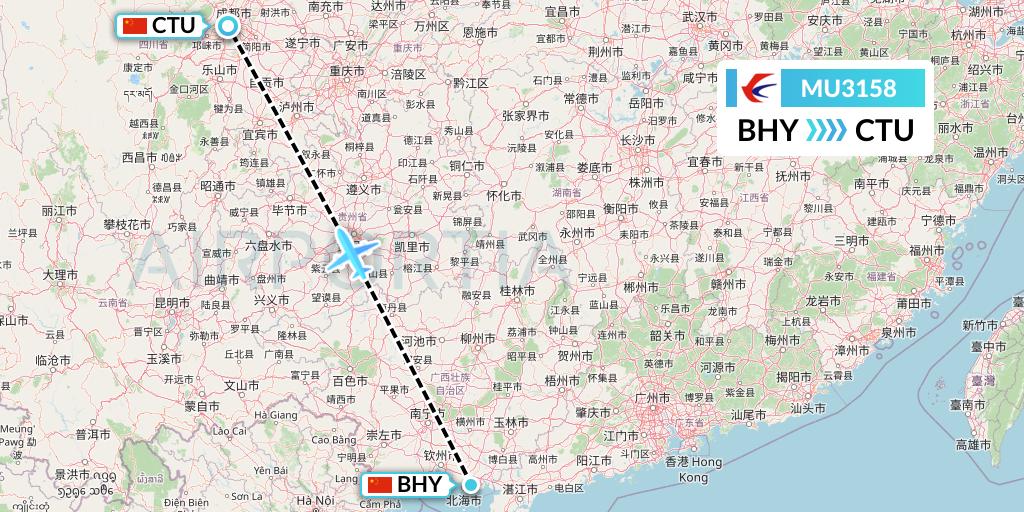 MU3158 China Eastern Airlines Flight Map: Beihai to Chengdu