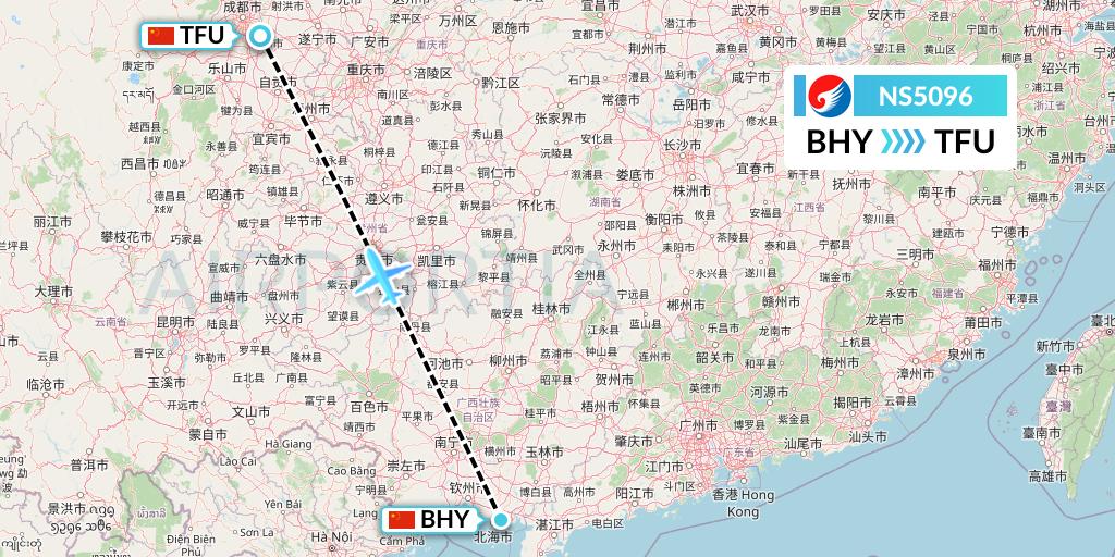 NS5096 Hebei Airlines Flight Map: Beihai to Chengdu