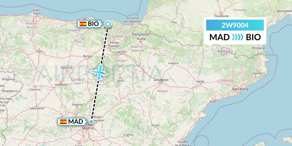 2W9004 World 2 Fly Flight Map: Madrid to Bilbao