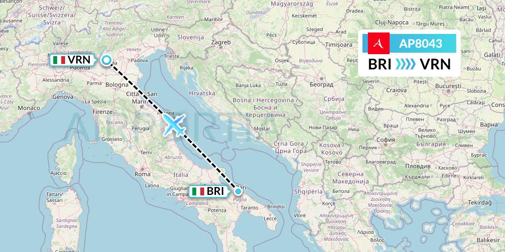 AP8043 AlbaStar Flight Map: Bari to Verona