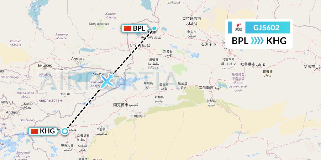 GJ5602 Loong Airlines Flight Map: Bole to Kashgar
