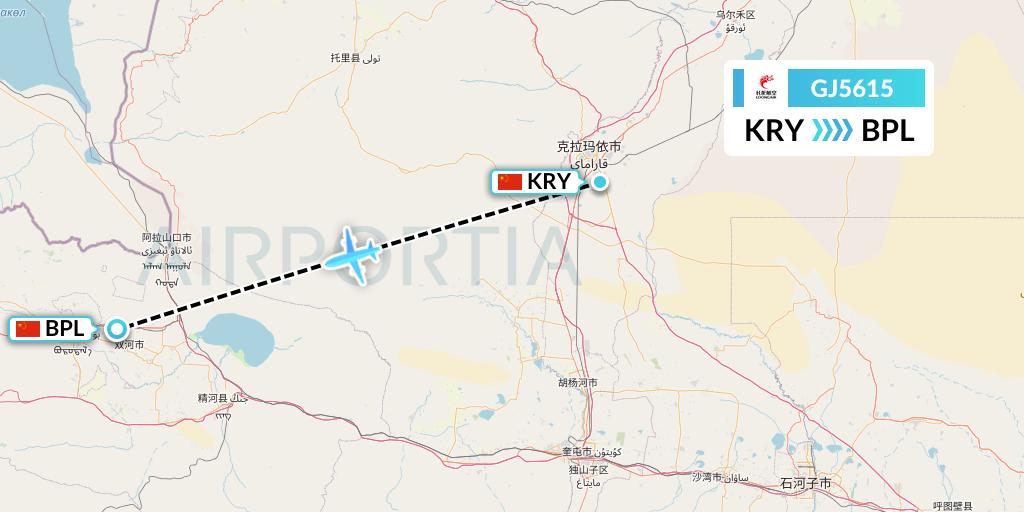 GJ5615 Loong Airlines Flight Map: Karamay to Bole