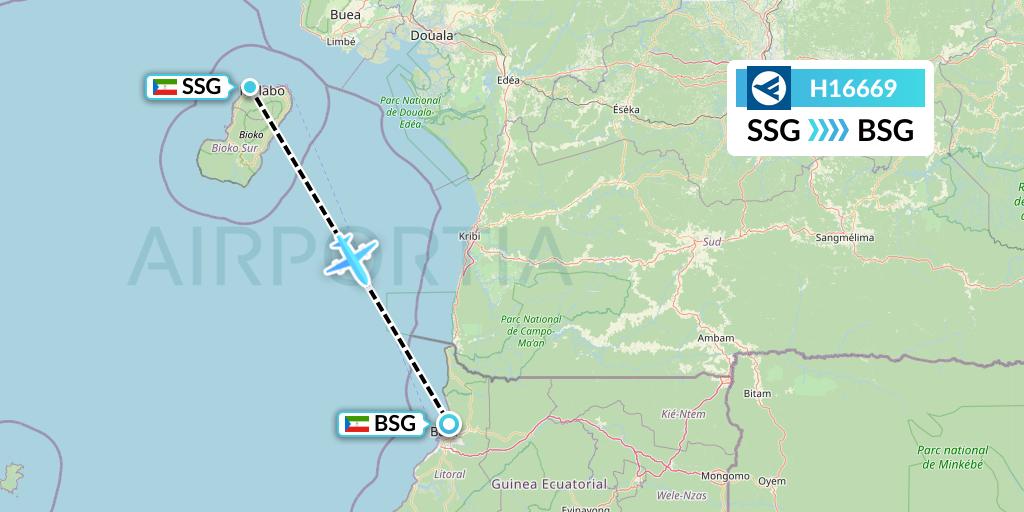 H16669 Hahn Air Systems Flight Map: Malabo to Bata