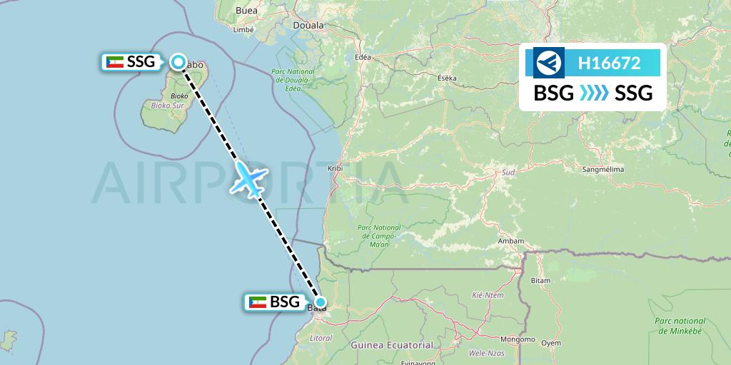 H16672 Hahn Air Systems Flight Map: Bata to Malabo