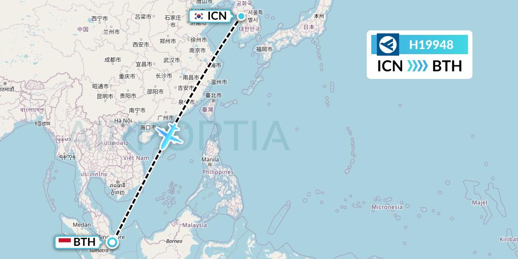 H19948 Hahn Air Systems Flight Map: Seoul to Batam