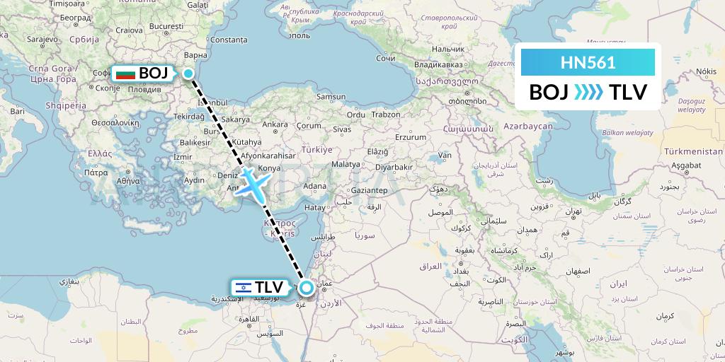 HN561 Uab Heston Airlines Jsc Heston Airl Flight Map: Burgas to Tel Aviv