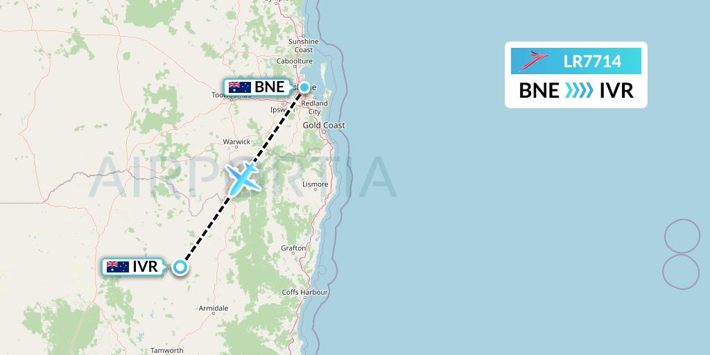 LR7714 Lacsa Flight Map: Brisbane to Australia