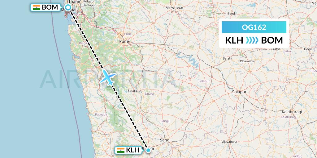 OG162 Fly Play Flight Map: India to Mumbai