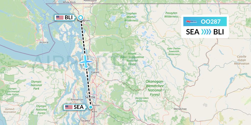 OO287 SkyWest Airlines Flight Map: Seattle to Bellingham