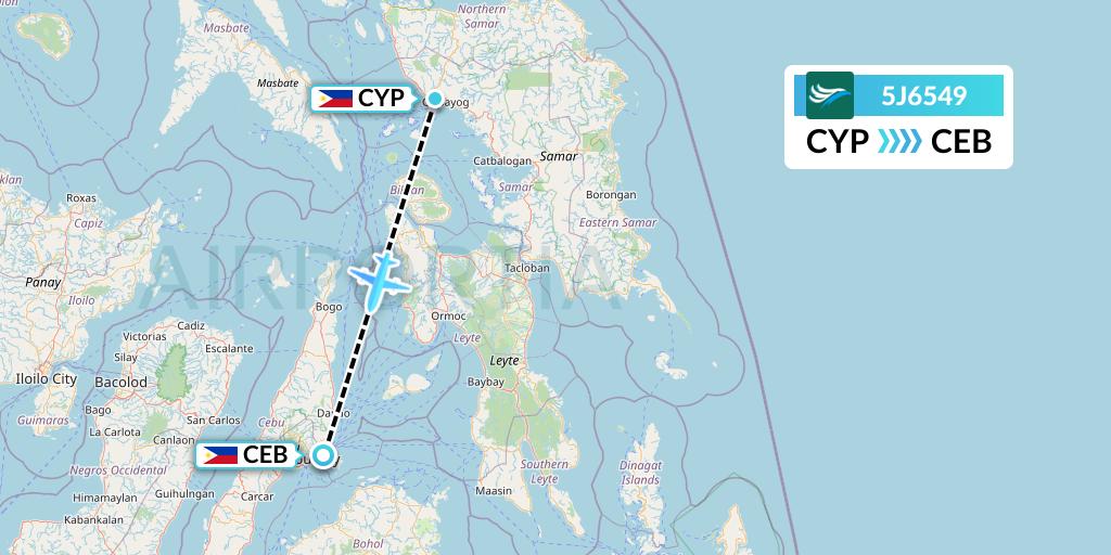5J6549 CEBU Pacific Air Flight Map: Calbayog to Cebu