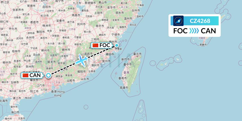 CZ4268 China Southern Airlines Flight Map: Fuzhou to Guangzhou