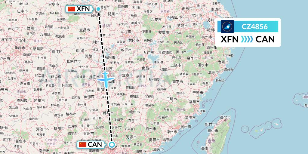 CZ4856 China Southern Airlines Flight Map: Xiangyang to Guangzhou