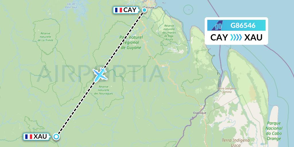 G86546 Go Air Flight Map: Cayenne to Saul