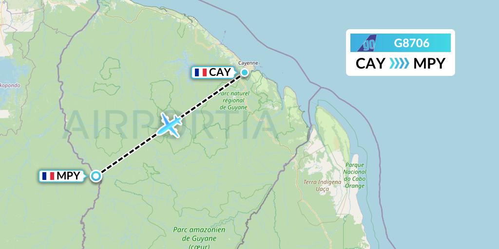 G8706 Go Air Flight Map: Cayenne to Maripasoula