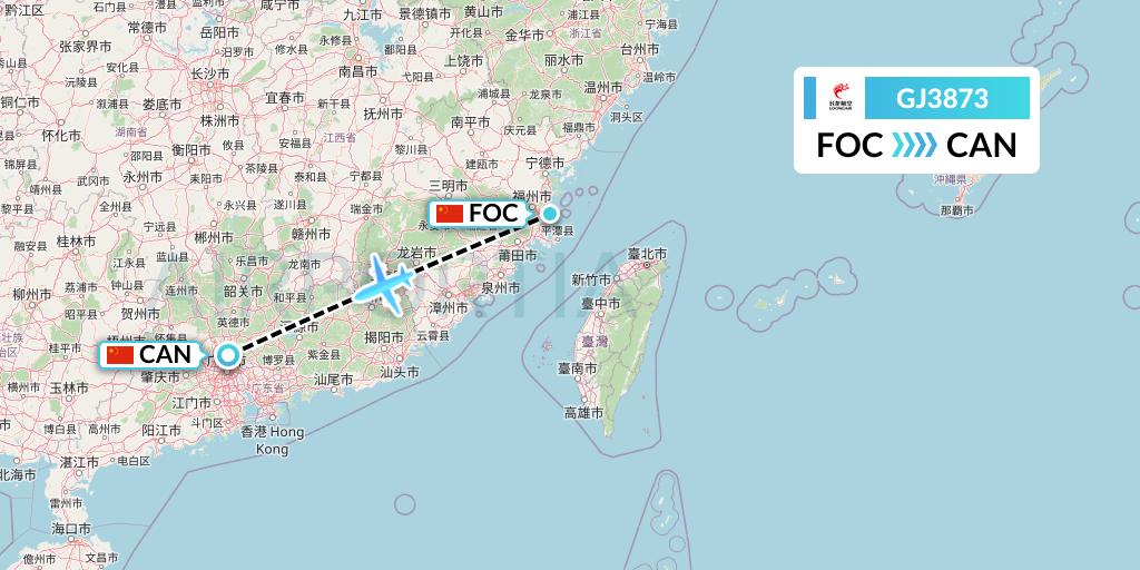 GJ3873 Loong Airlines Flight Map: Fuzhou to Guangzhou
