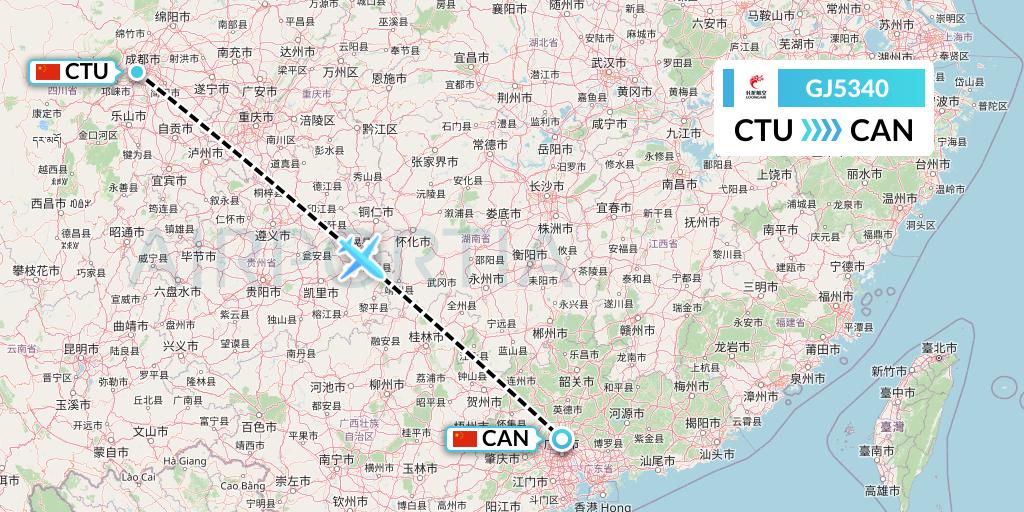 GJ5340 Loong Airlines Flight Map: Chengdu to Guangzhou