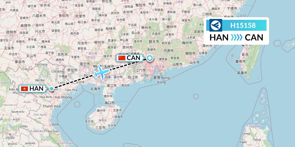 H15158 Hahn Air Systems Flight Map: Hanoi to Guangzhou