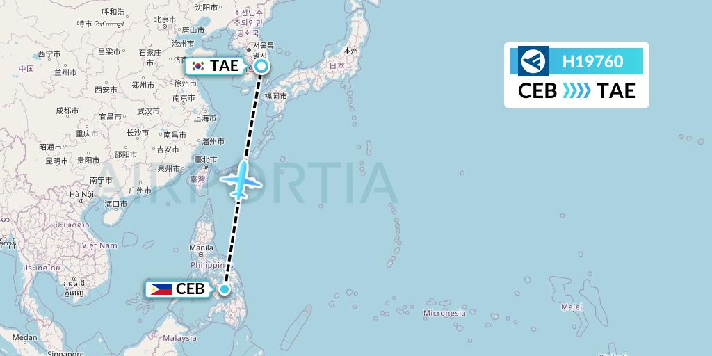 H19760 Hahn Air Systems Flight Map: Cebu to Daegu