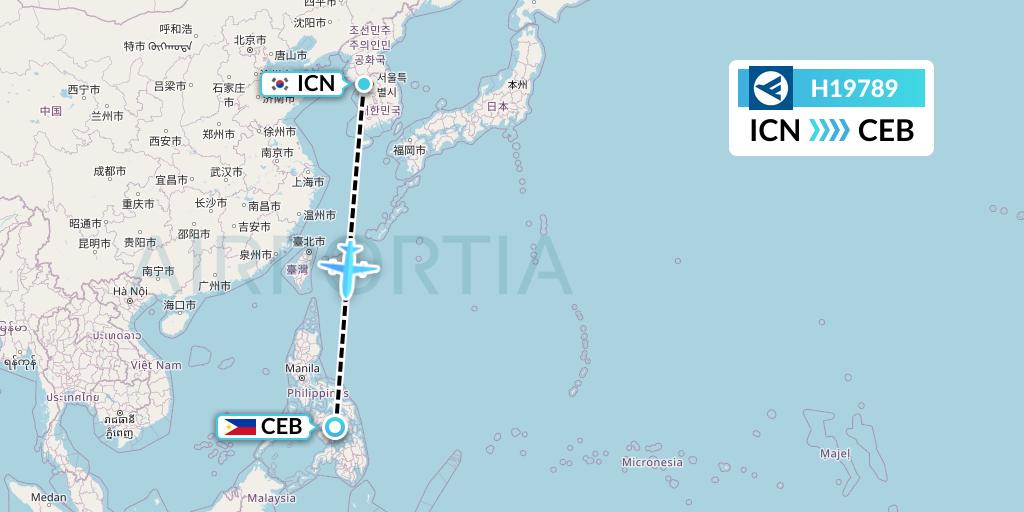 H19789 Hahn Air Systems Flight Map: Seoul to Cebu