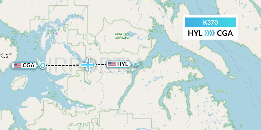K370 Taquan Air Flight Map: Hollis to Craig
