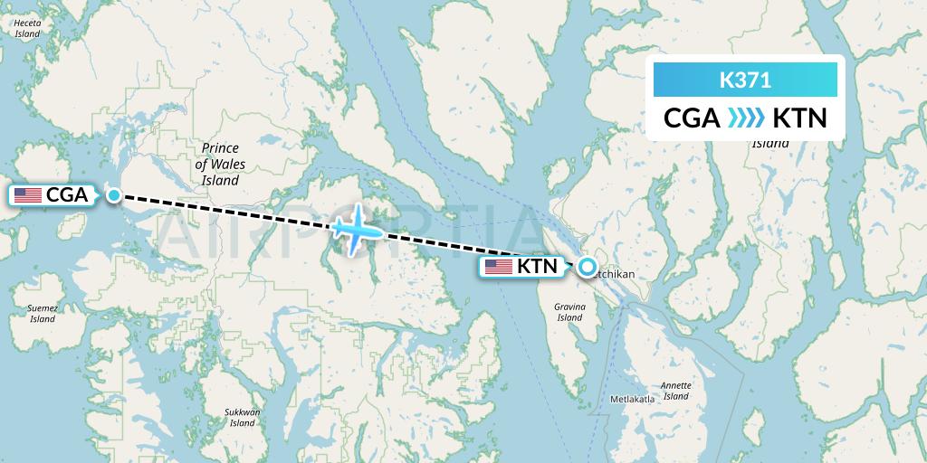 K371 Taquan Air Flight Map: Craig to Ketchikan