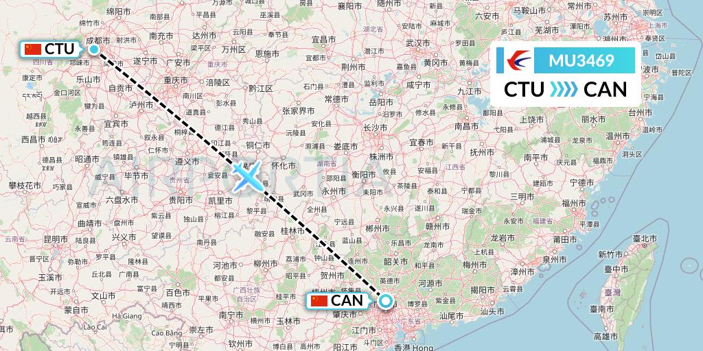 MU3469 China Eastern Airlines Flight Map: Chengdu to Guangzhou