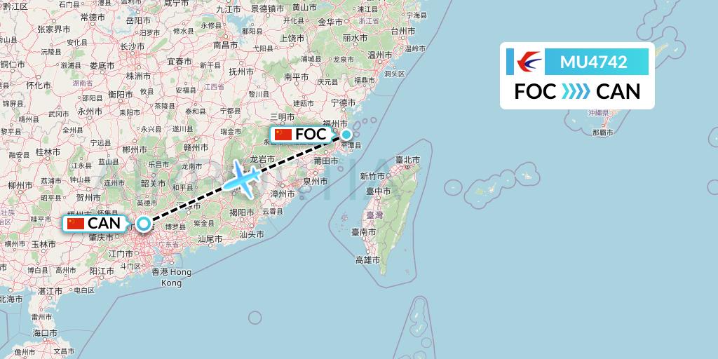 MU4742 China Eastern Airlines Flight Map: Fuzhou to Guangzhou