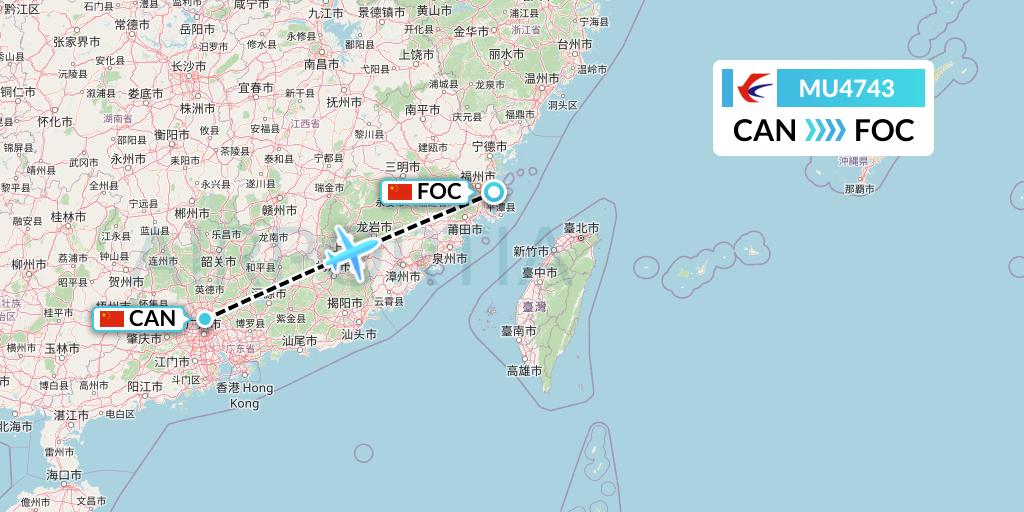 MU4743 China Eastern Airlines Flight Map: Guangzhou to Fuzhou