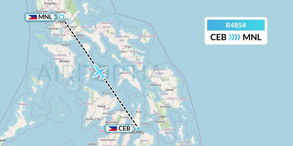 R4854 Rano Air Flight Map: Cebu to Manila